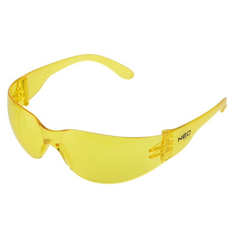 NEO TOOLS Safety glasses, yellow lenses, resistance class F — 97-503