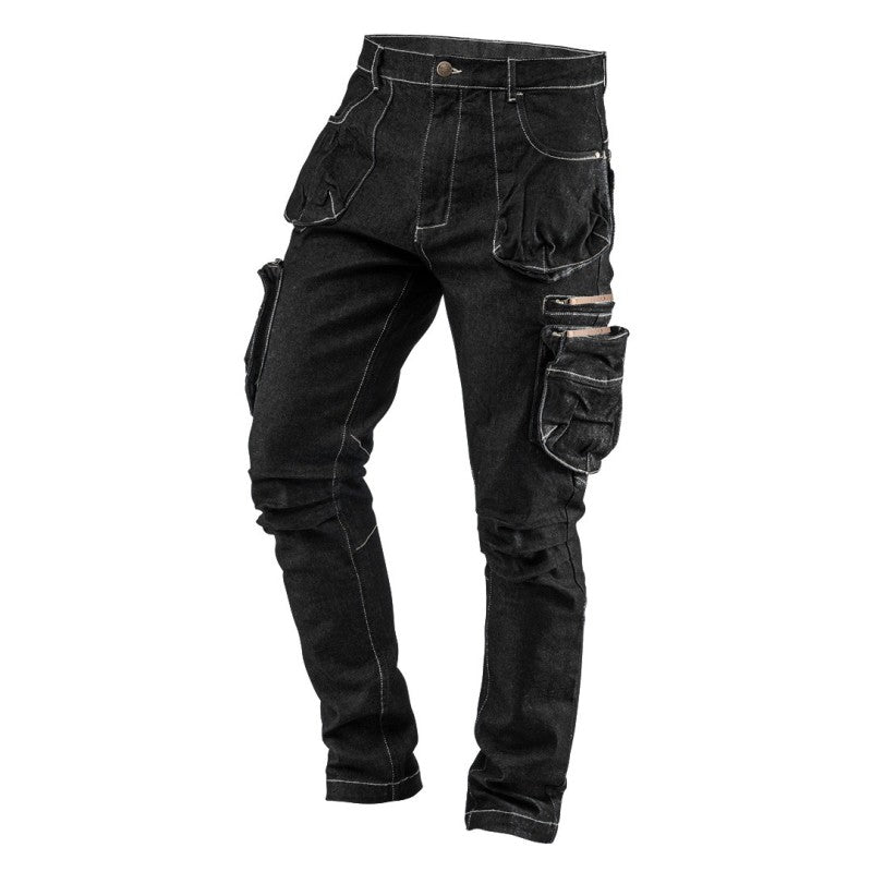 NEO TOOLS 5 pockets work trousers DENIM, black, size M — 81-233-M