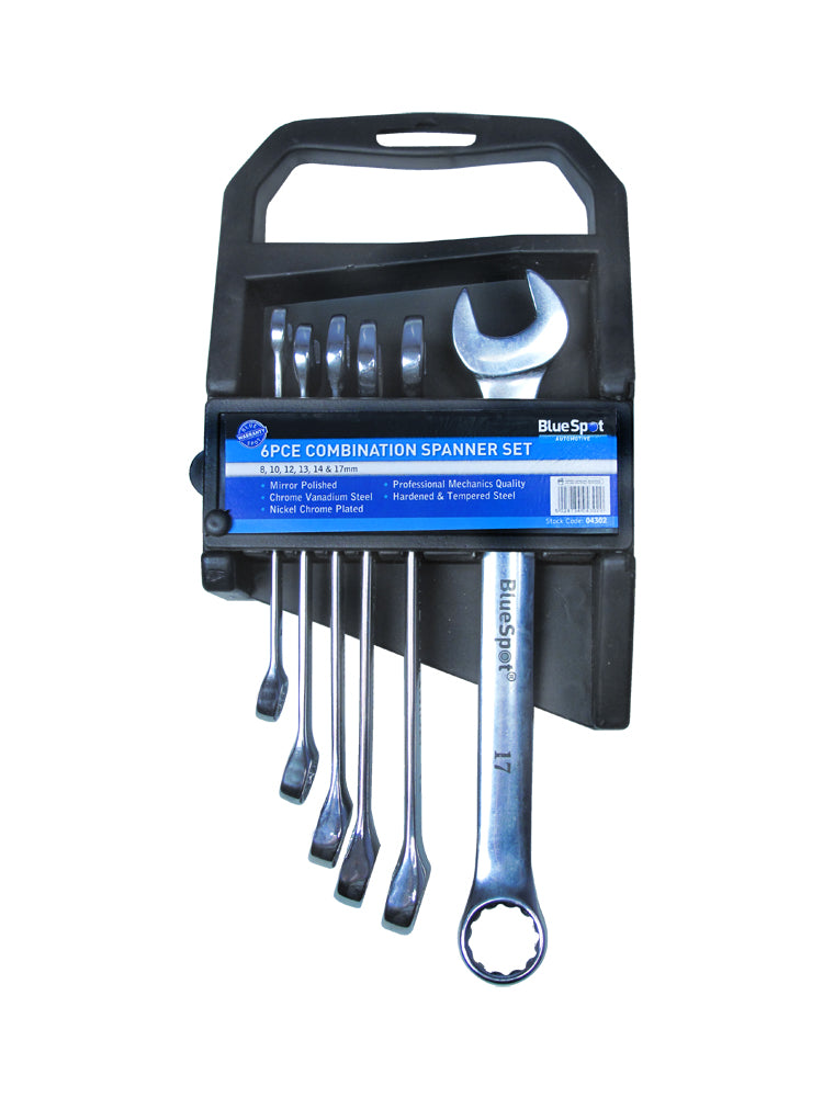 Blue Spot Tools 6 PCE Metric Combination Spanner Set (8-17mm)