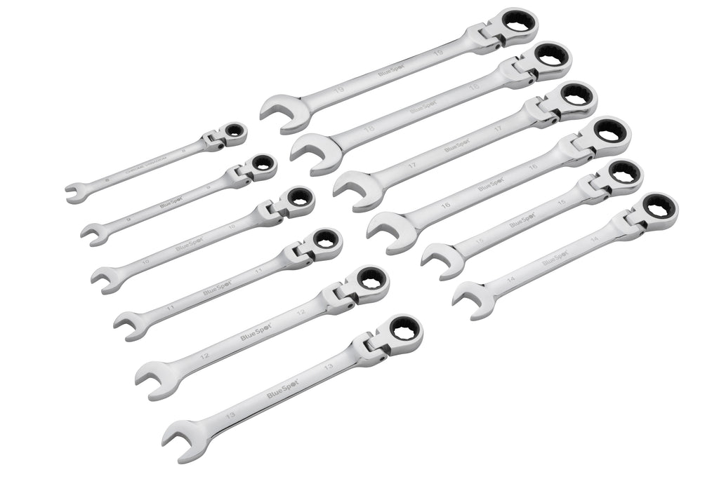 Blue Spot Tools 12 PCE Flexible Metric Ratchet Spanner Set (8-19mm) (With Case)