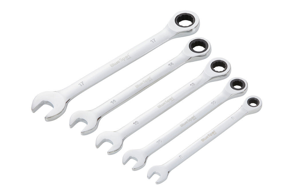 Blue Spot Tools 5 PCE Combination Ratchet Spanner Set (8-17mm)
