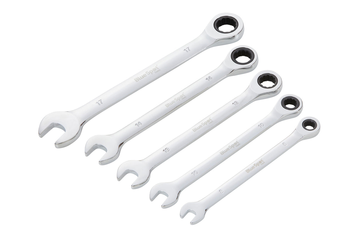 Blue Spot Tools 5 PCE Combination Ratchet Spanner Set (8-17mm)