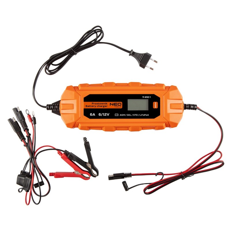 NEO TOOLS Automatic battery charger 6A/100W, 3-150Ah, for acid / AGM / GEL batteries — 11-892-1