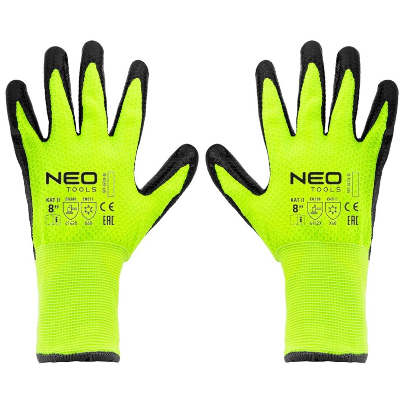 NEO TOOLS Insulated work gloves, latex coated nylon, 4142X, size 8 — 97-613-8