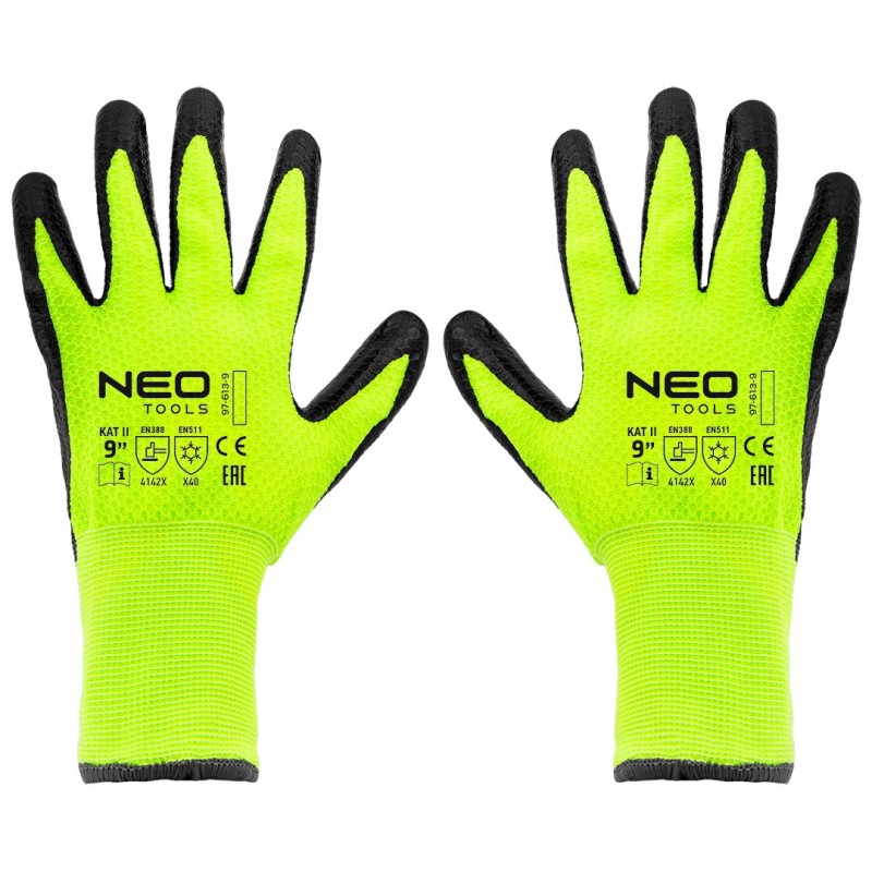 NEO TOOLS Insulated work gloves, latex coated nylon, 4142X, size 9 — 97-613-9