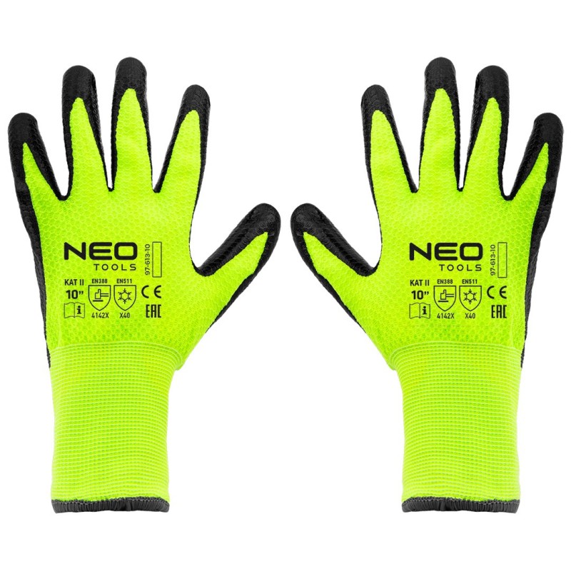NEO TOOLS Insulated work gloves, latex coated nylon, 4142X, size 10 — 97-613-10