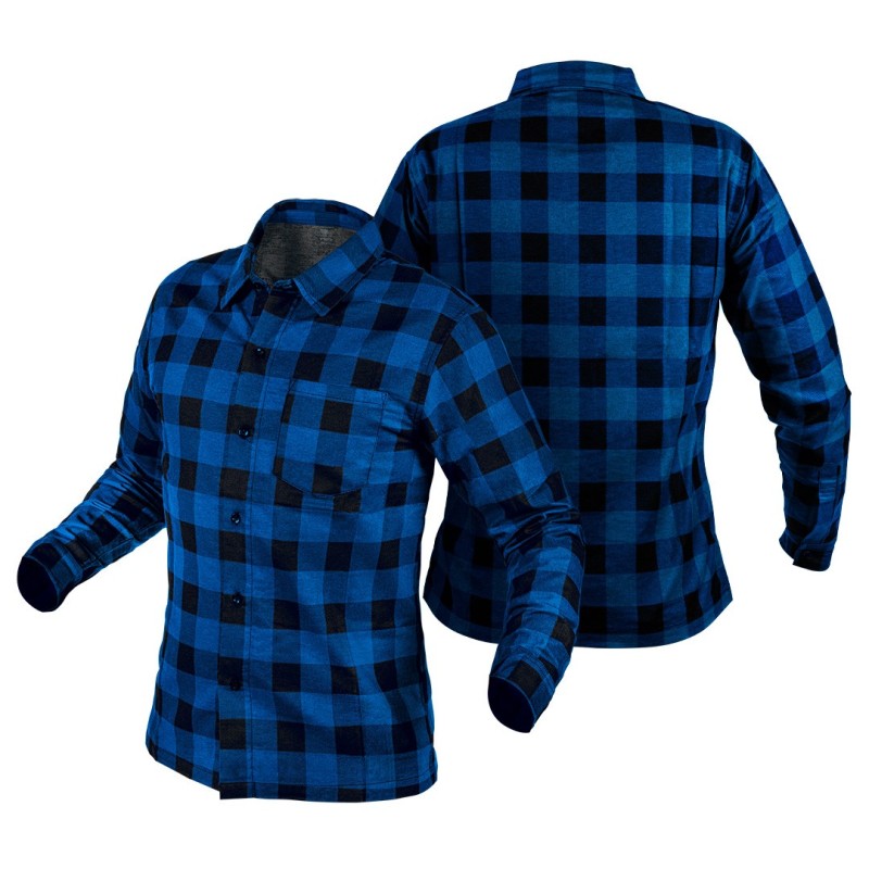 NEO TOOLS Flannel shirt, navy blue, size XL — 81-545-XL