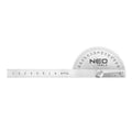 NEO TOOLS Protractor with ruler 100 mm, stainless steel — 72-320