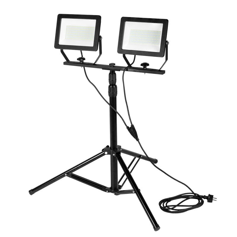 NEO TOOLS Double floodlight 2x100W SMD LED 2 x 8500lm on a 1.8m tripod with cable — 99-096