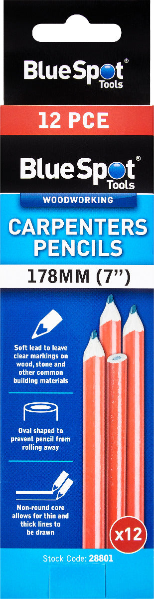 Blue Spot Tools 12 Pack Carpenters Pencils