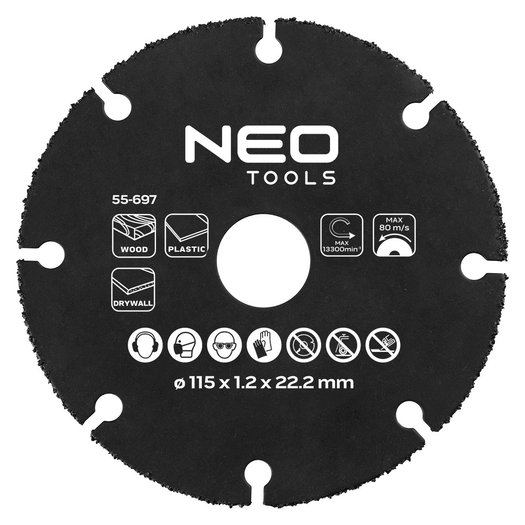 NEO TOOLS HM cutting disc for wood and plastics 115 x 22.2 mm — 55-697