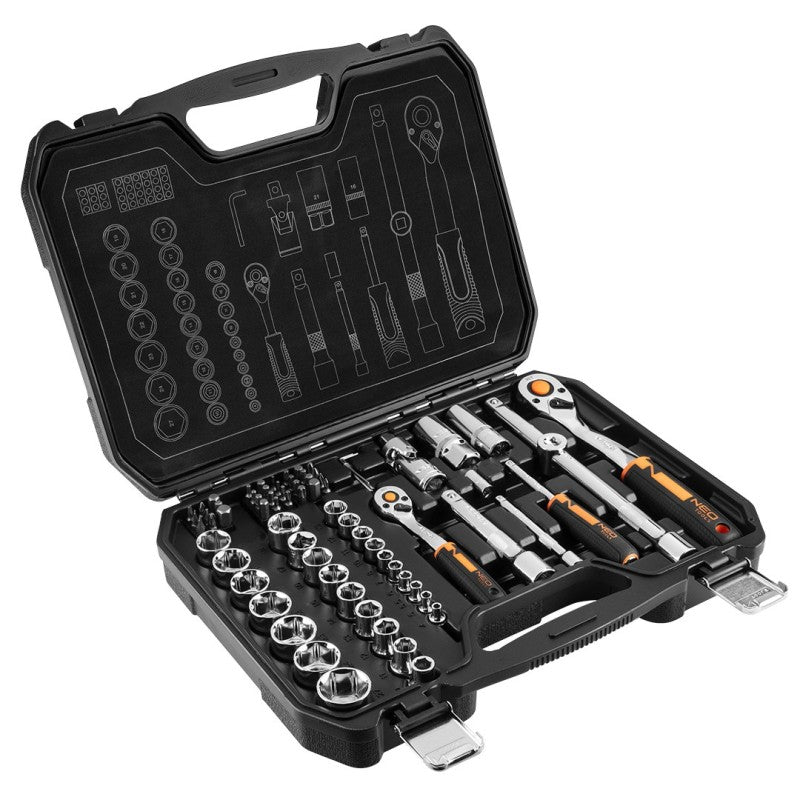 NEO TOOLS Set of socket spanners 1/2", 1/4", 73 pieces, CrV — 10-054