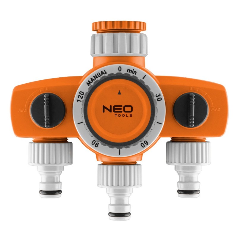 NEO TOOLS Three-valve manifold, 2 outputs with lock, one with timer — 15-750