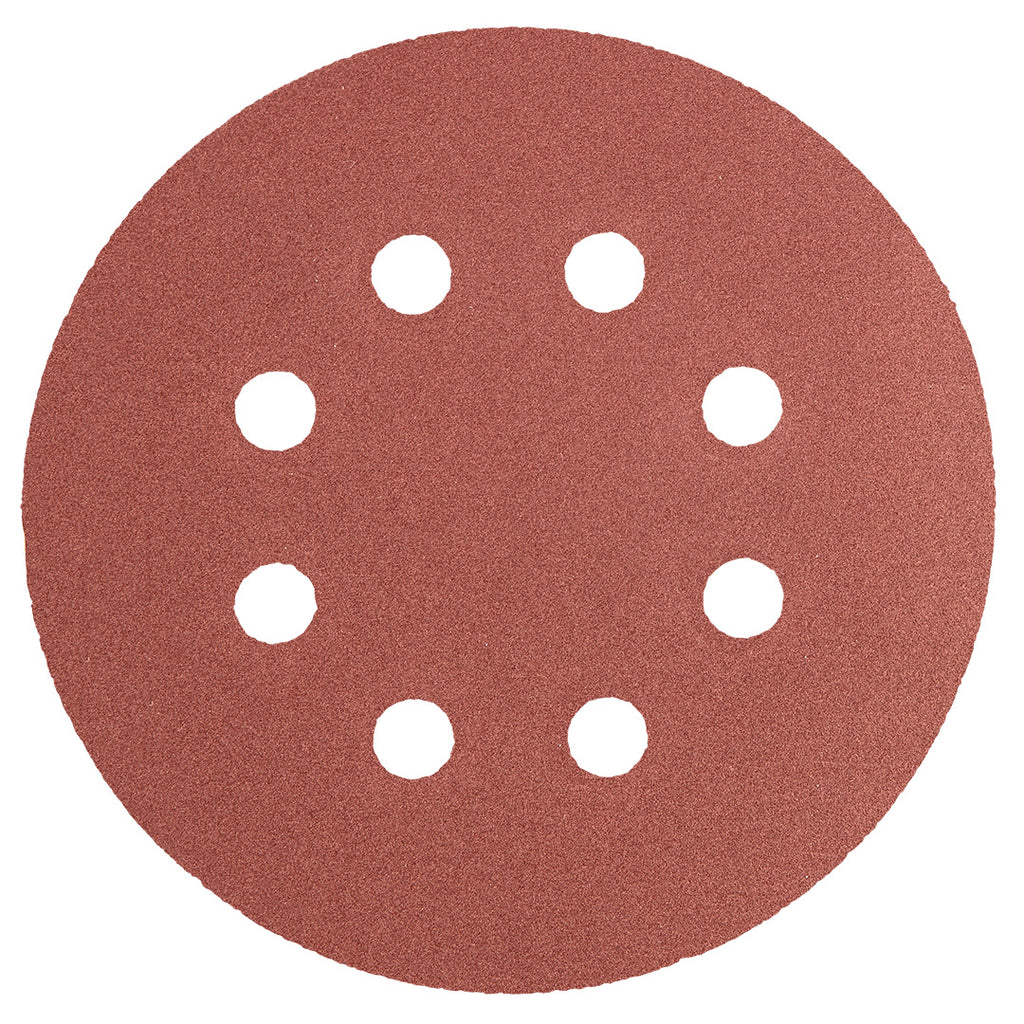 GRAPHITE Velcro sanding discs 125 mm, K240, 5 pcs, with 8 holes — 55H944