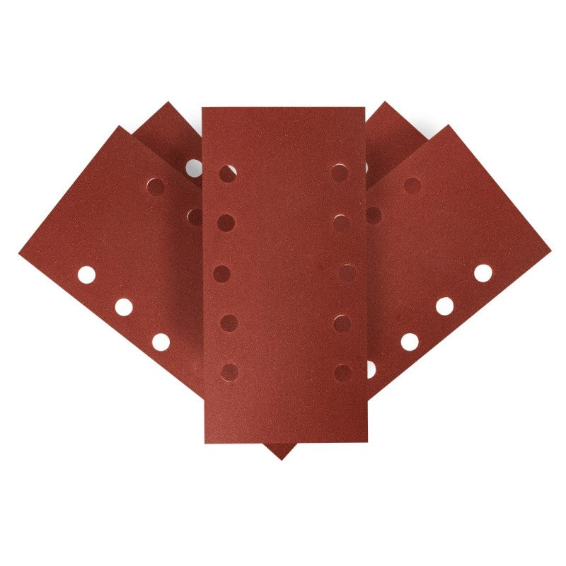 GRAPHITE Sanding paper, velcro 115 x 230 mm, K240, 5 pcs, with holes — 54H007