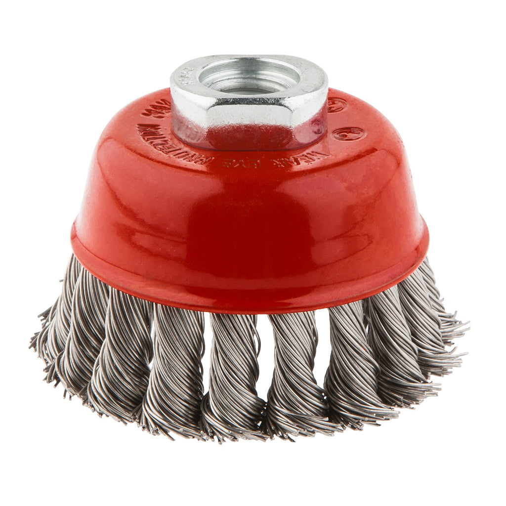 GRAPHITE Cup wire brush 80 mm x M14, INOX — 57H582