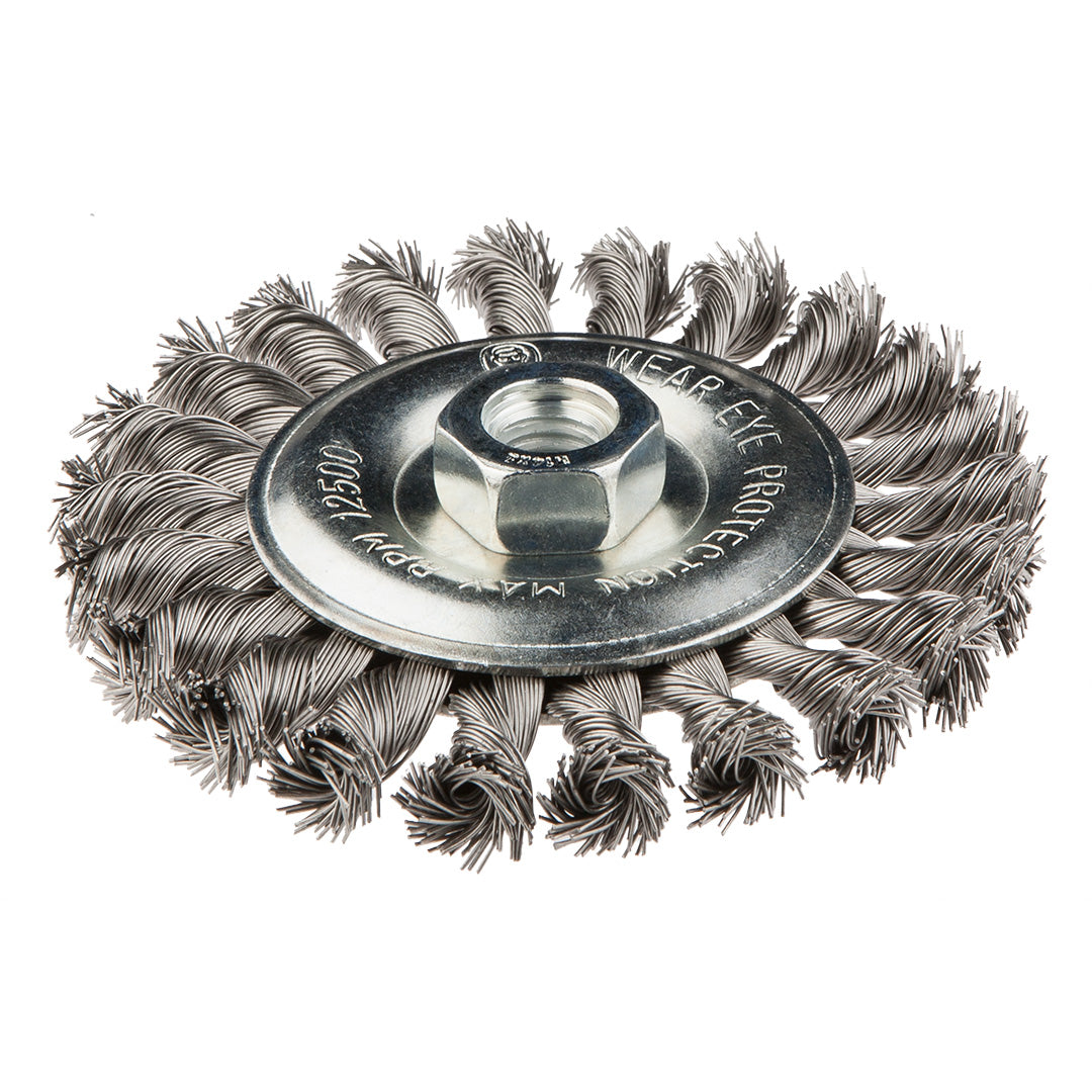 GRAPHITE Wire wheel brush 115 mm x M14, INOX — 57H596