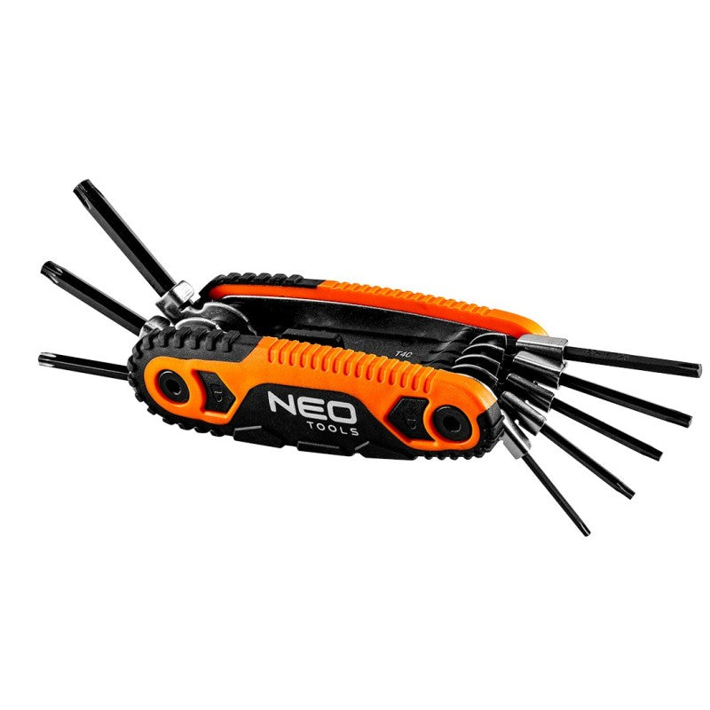 NEO TOOLS Torx keys with handle, set includes 8 pcs, sizes: T9, T10, T15, T20, T25, T27, T30, T40 — 09-573