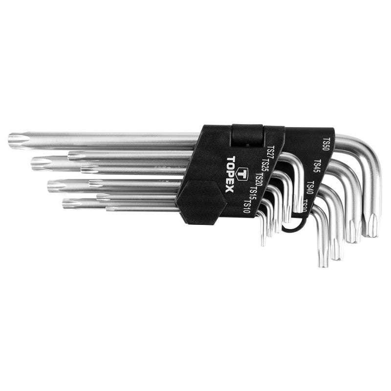 TOPEX Pentagonal wrenches TS10-TS50, long, 9 pcs — 35D951