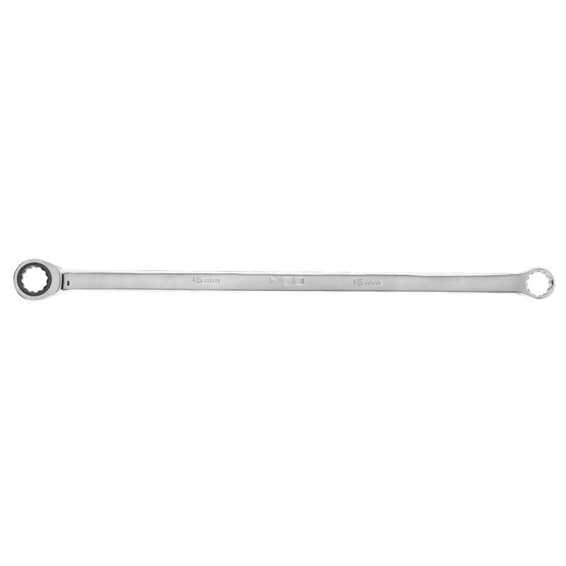 NEO TOOLS Double ring spanner, with ratchet, long, 16 mm — 09-365