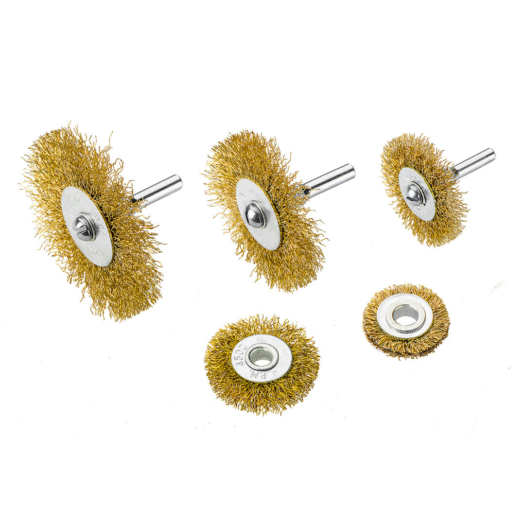 VERTO Steel wire brush 5pcs. set with separate shaft — 62H614