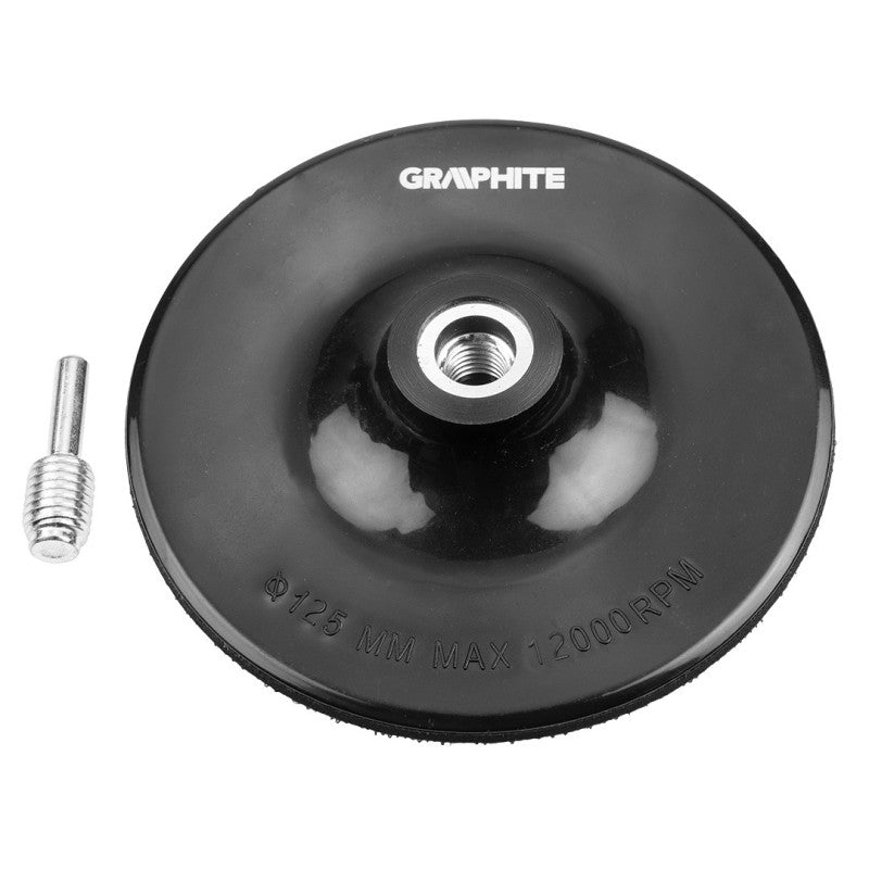 GRAPHITE Rubber adhesive disc 125 mm x M14 + shank — 55H928