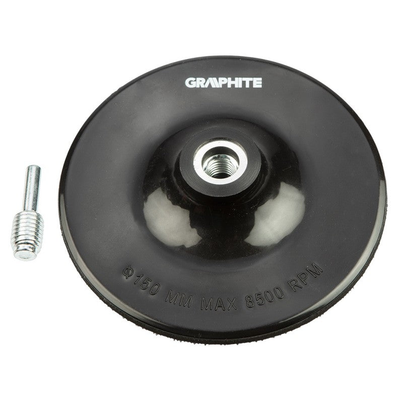 GRAPHITE Rubber adhesive disc 150 mm x M14 + shank — 55H929