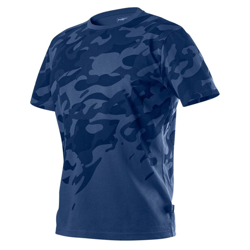 NEO TOOLS T-shirt with CAMO Navy print, size S — 81-603-S