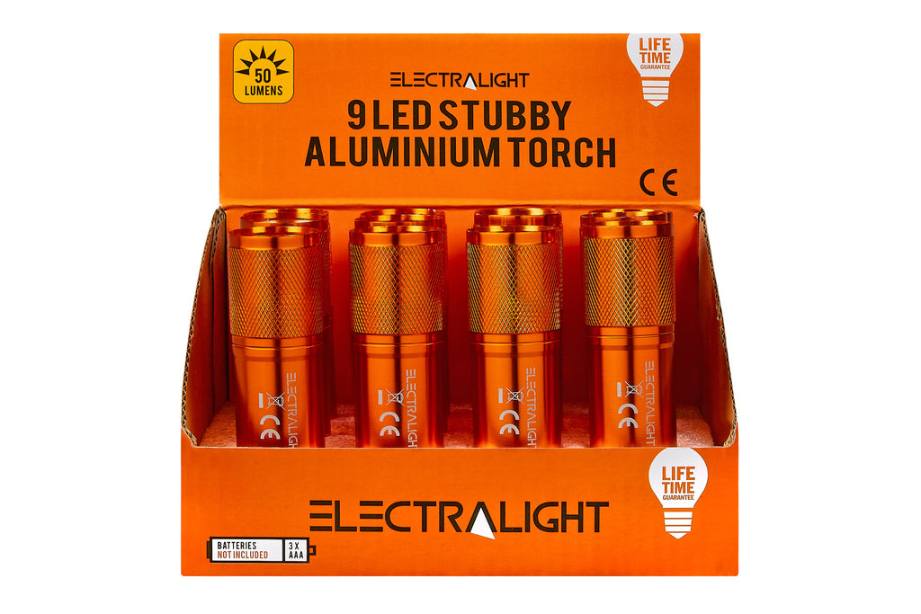 Electralight 50 Lumen 9 LED Stubby Aluminium Torch, Without Batteries