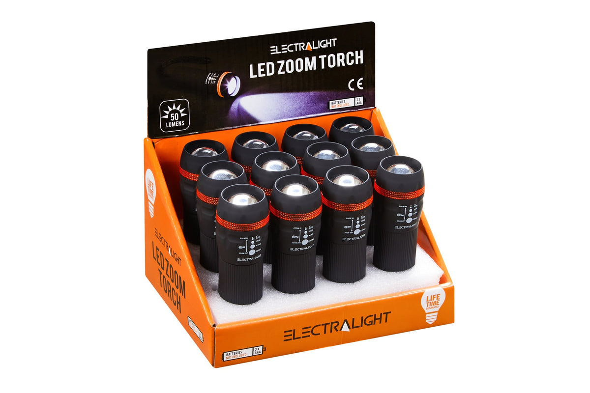 Electralight 1W LED Rubber Zoom Torch, No Batteries