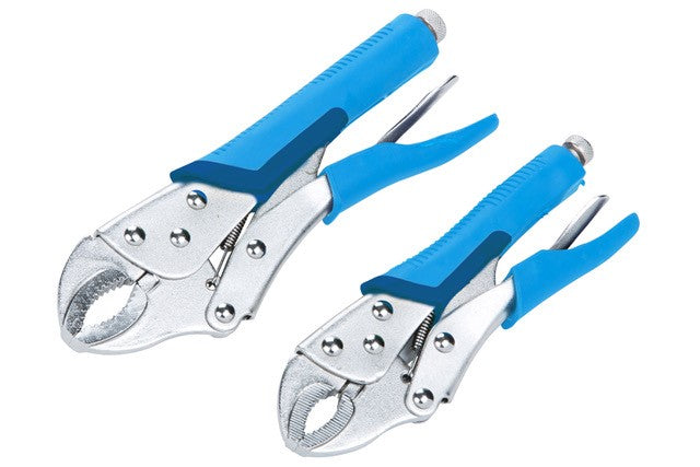 Blue Spot Tools 2 PCE 180mm & 250mm (7" & 10") Soft Grip Non-Slip Curved Locking Pliers
