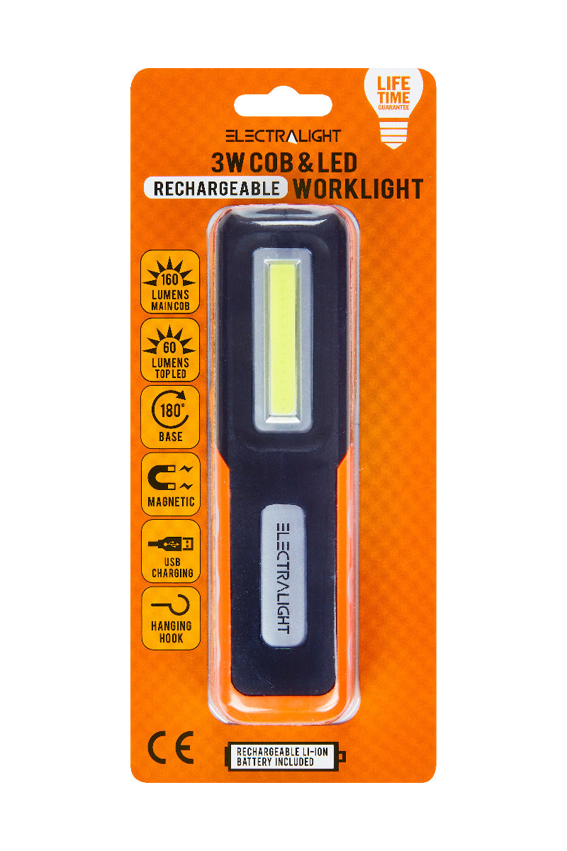 Electralight 3 Watt COB & LED Rechargeable Work Light (160 Lumens)