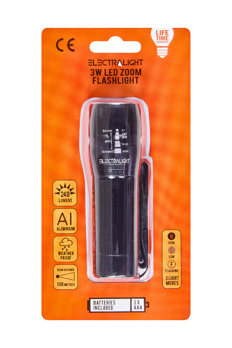 Electralight 3W LED Zoom Flashlight