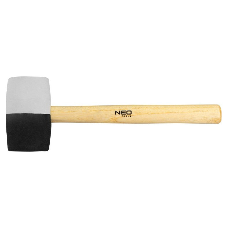 NEO TOOLS Rubber mallet 63 mm, 680 g, black-white rubber, wooden handle — 25-068