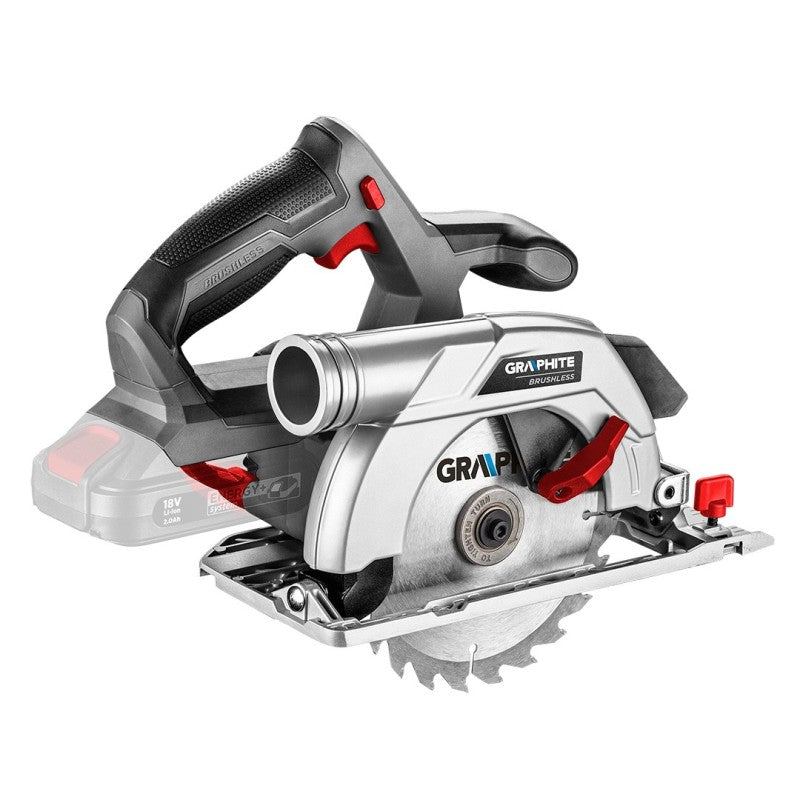 GRAPHITE Cordless brushless circular saw, Energy+ 18V, Li-Ion, disc 165 x 20 mm, without battery — 58G023