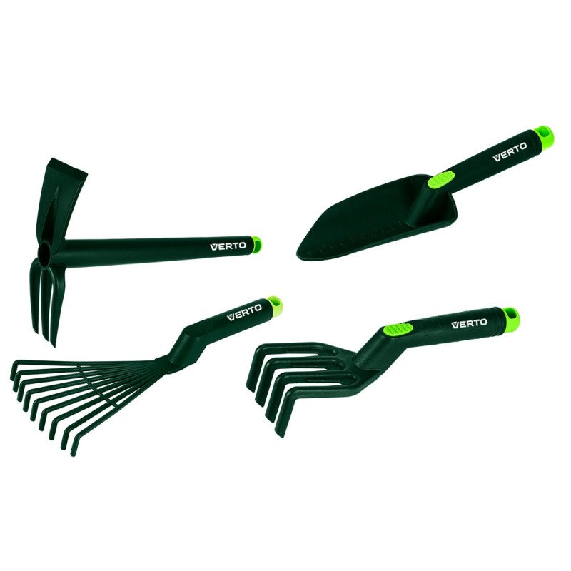 VERTO Hand tool set 4 pcs plastic (rakes, claws, shovel, hoe/claws) — 15G419