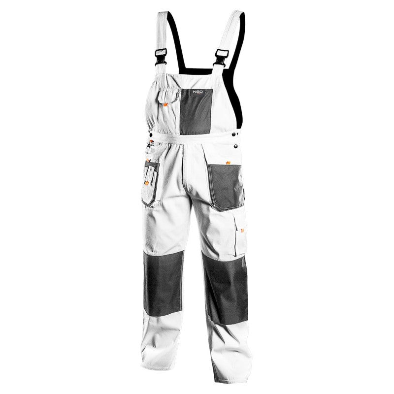 NEO TOOLS Work trousers with suspenders, white, HD, size XXL/58 — 81-140-XXL