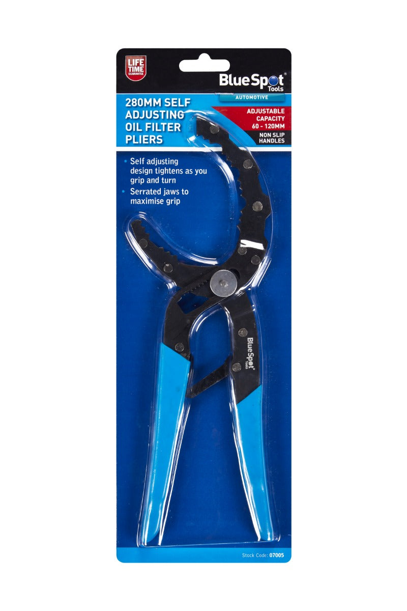 Blue Spot Tools 280mm Self Adjusting Oil Filter Pliers (60-120mm)