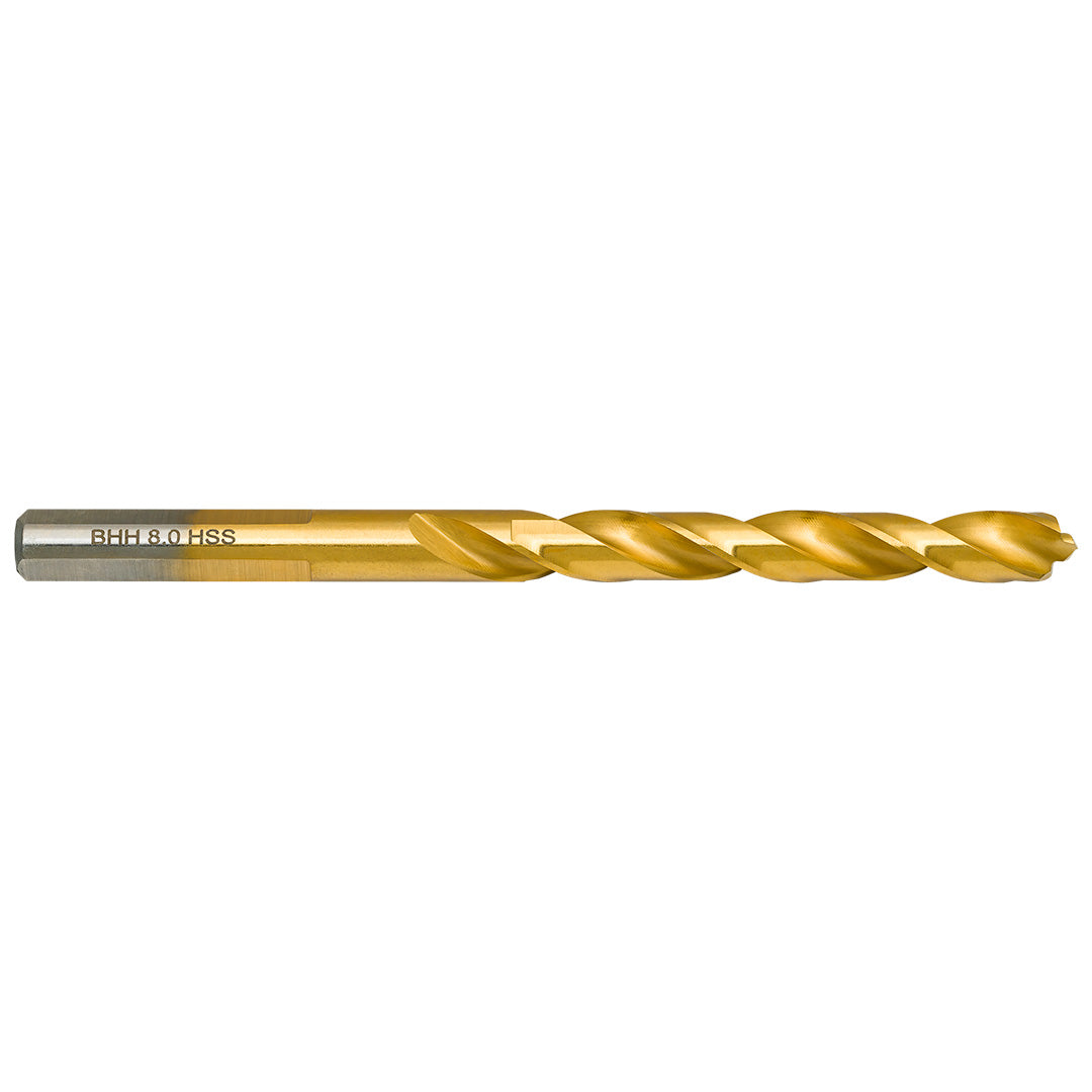 BAILDON Baildon DIN 338 RN 8 mm metal drill bit, HSS TiN (S), 117-75 mm (3-angles shank) — 71108003