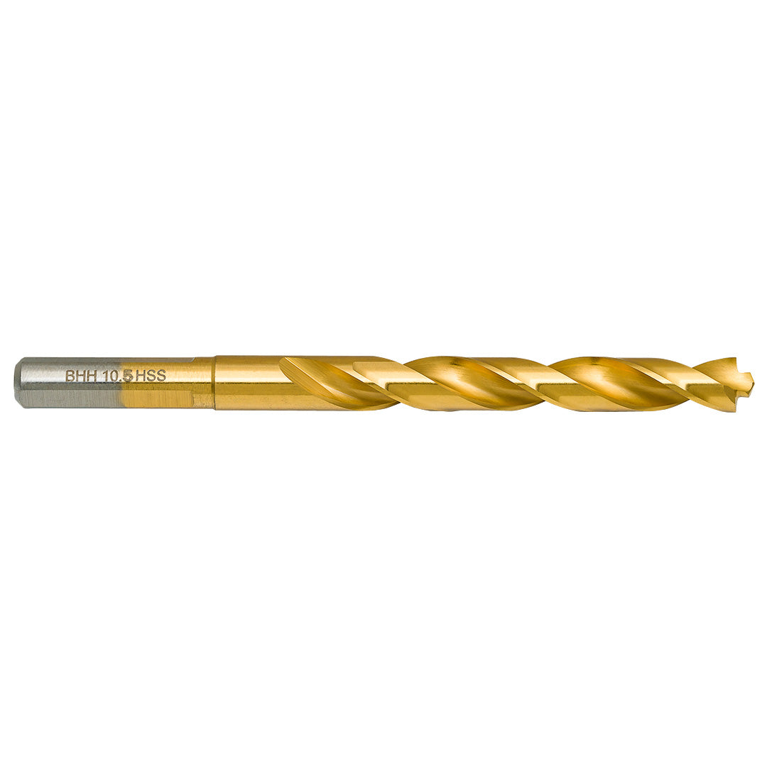 BAILDON Baildon DIN 338 RN 10,5 mm metal drill bit, HSS TiN (S), 133-87 mm (3-angles shank) — 71110503