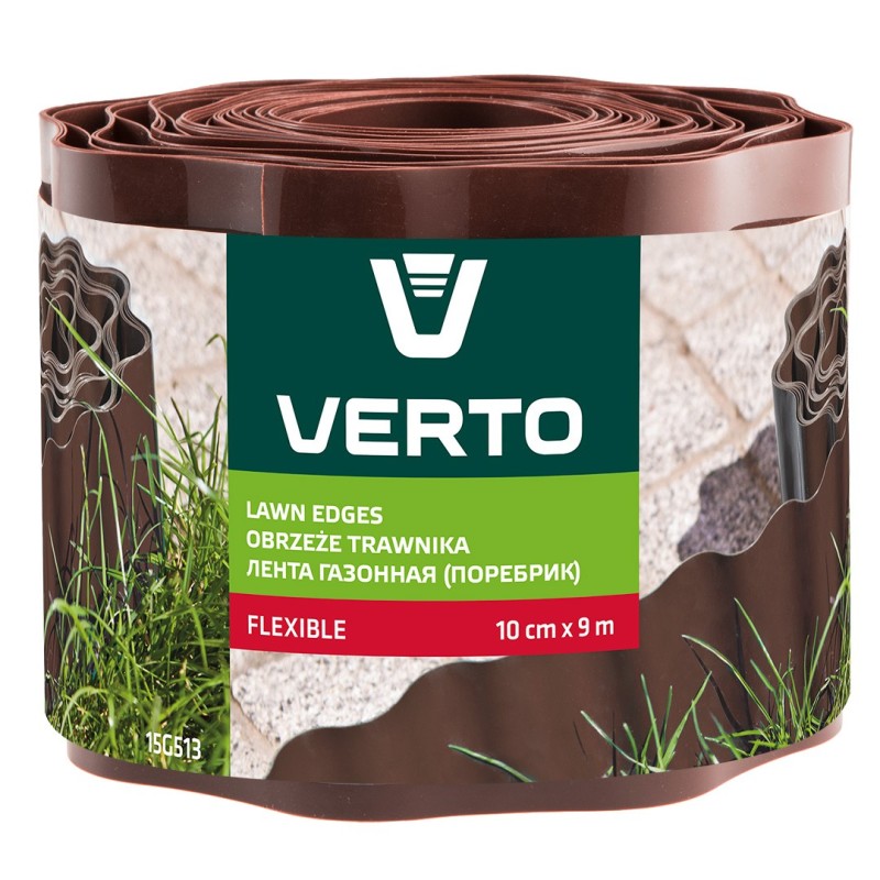 VERTO Lawn edging 10 cm x 9 m, brown — 15G513