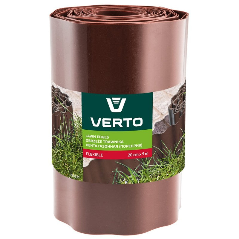 VERTO Lawn edging 20 cm x 9 m, brown — 15G515