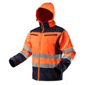 NEO TOOLS High visibility work jacket, softshell with hood, orange, size L — 81-701-L