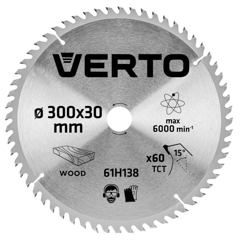 VERTO Circular saw blades with HM tips 300x30mm, 60 teeth — 61H138