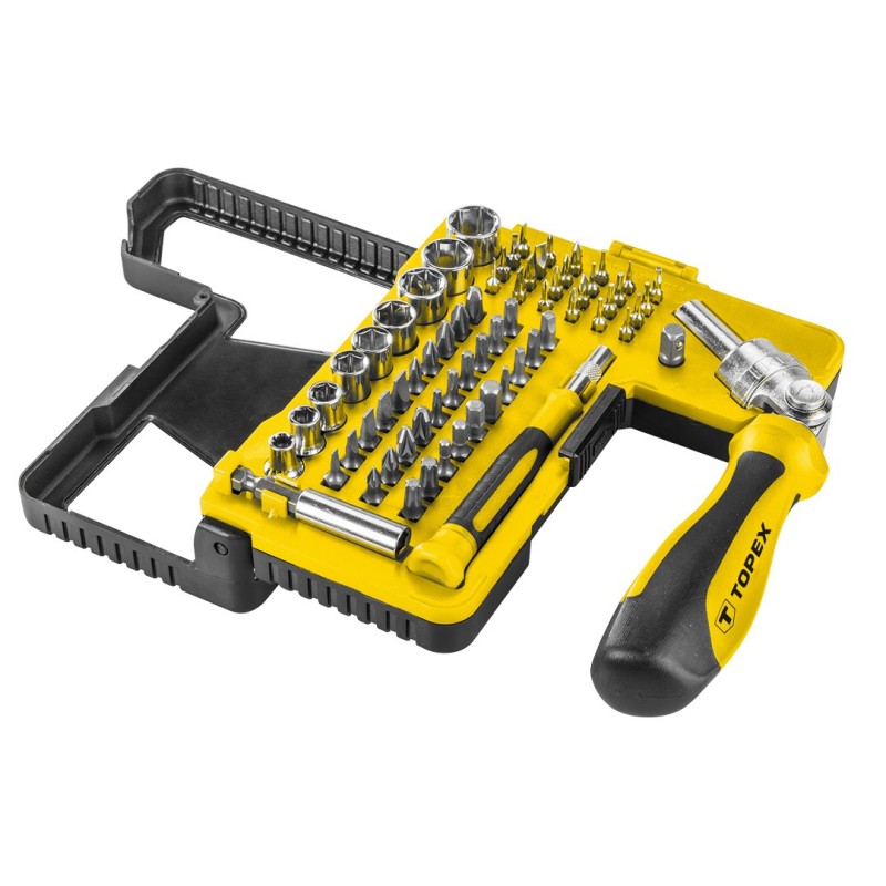 TOPEX Screwdriver bits and sockets with holder, 68 pcs — 39D346