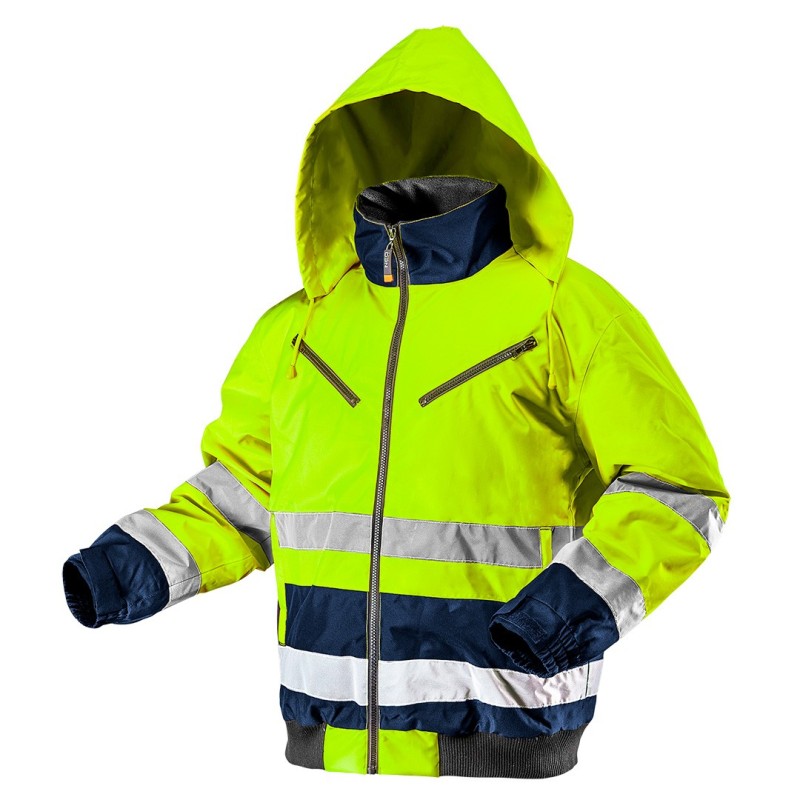NEO TOOLS High visibility work jacket, insulated, yellow, size M — 81-710-M