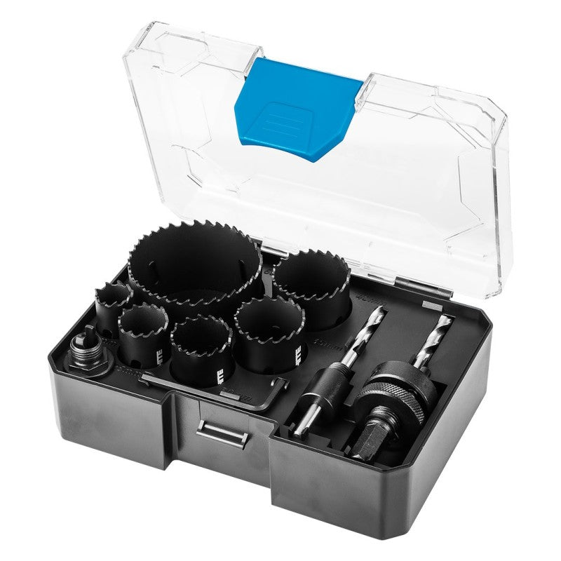 GRAPHITE Bi-metal hole cutters Co8% (19, 25, 30, 35, 40, 68 mm), set of 9 pcs — 57H921
