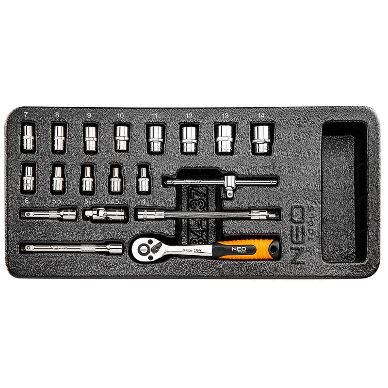 NEO TOOLS Socket wrenches 1/4", set 19 pcs, insert — 84-237
