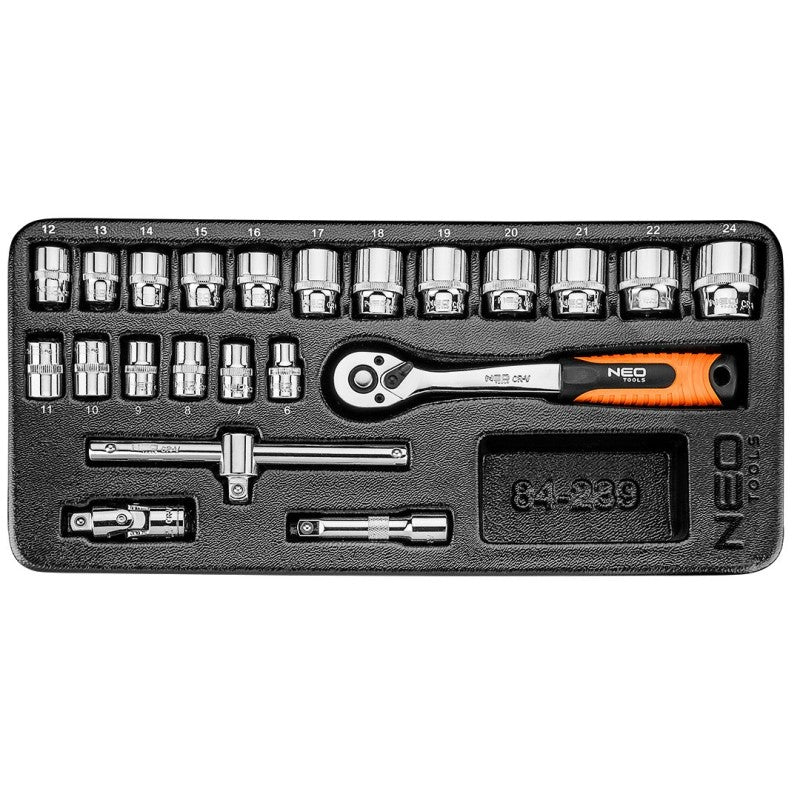 NEO TOOLS Socket wrenches 3/8", set 22 pcs, insert — 84-239