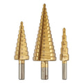 GRAPHITE Step drills: 4-12, 4-20, 4-32 mm, TiN, set 3 pcs — 54T300